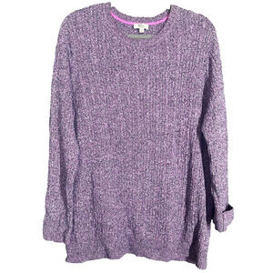 Kim Rogers Tunic Sweater Womens 2X Pink Cotton Cable Knit Pullover Casual Comfy